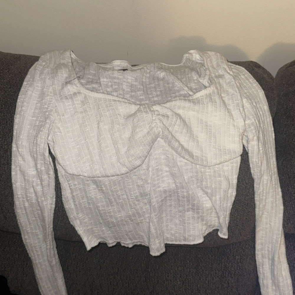White Textured Women's Top